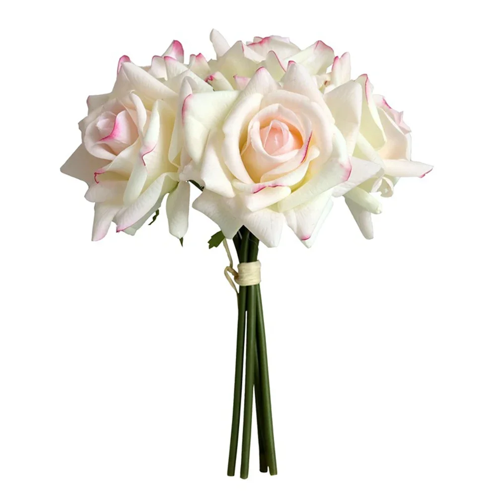 

High End Moisturizing Hand Feel 5 Head Curled Rose Wedding Handheld Simulation Flower