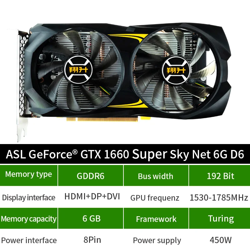 ASL NVIDIA GeForce GTX 1660 Super 6GB GDDR6 192Bit PCI-E 3.0 8 Pin Gaming Video Card Graphics Card HDMI-compatible DP DVI For PC