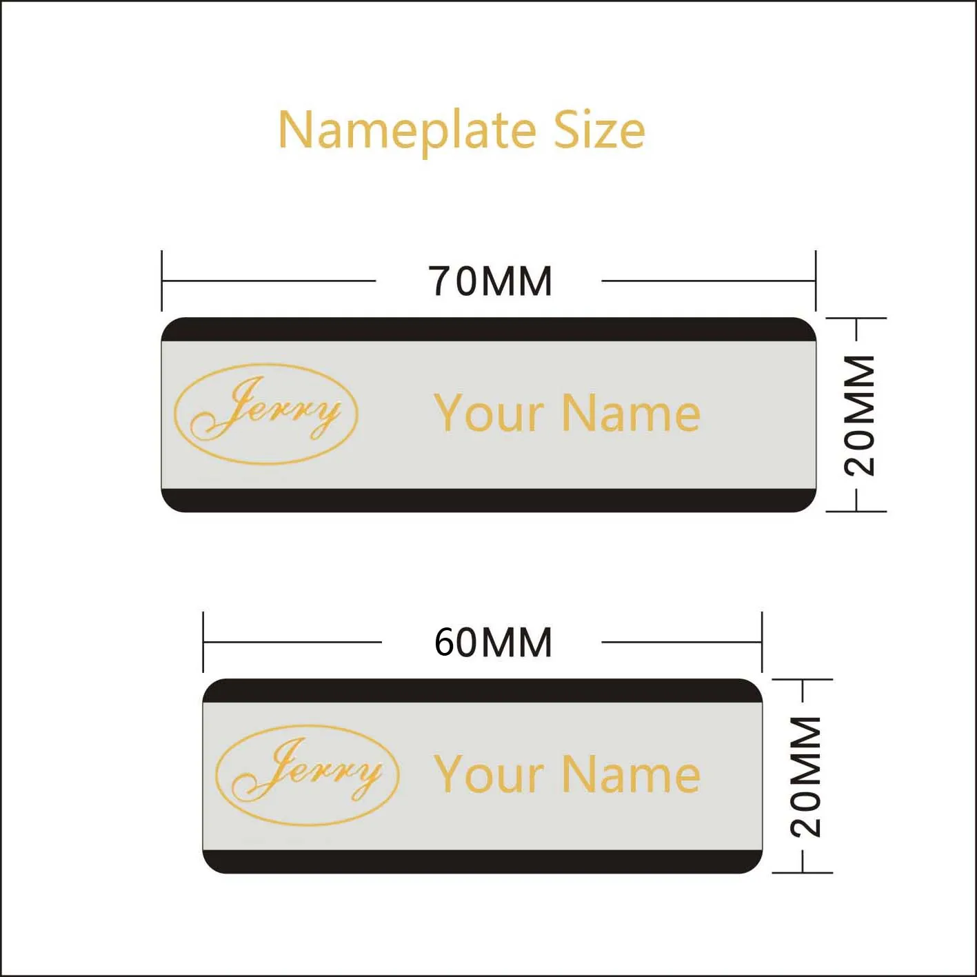 70*20MM 304 stainless steel Brooches Pin Personalized Engraved Logo Business ID Plate Steel Metal Tag Customized Name Badges