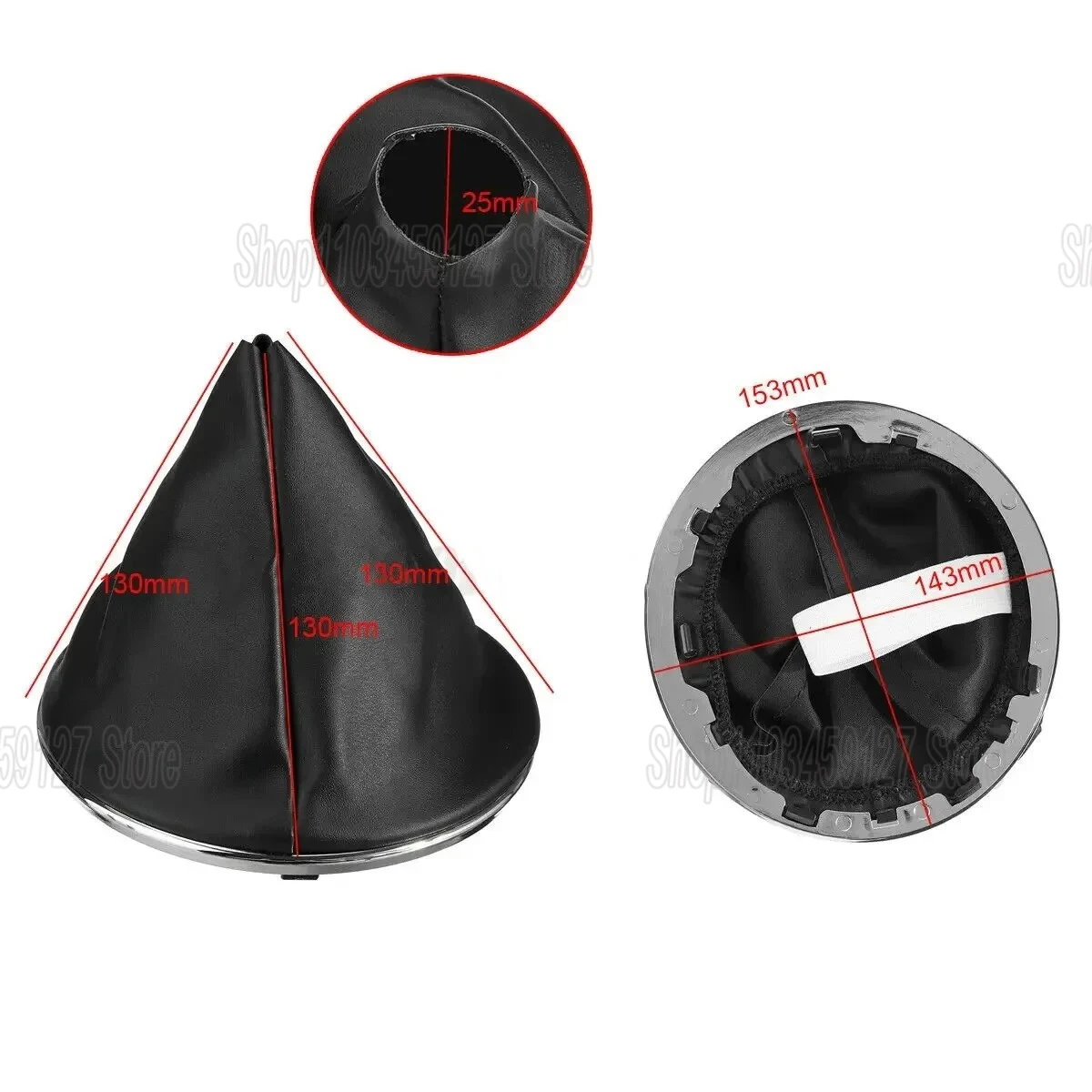 Car Pu Leather Gear Gaiter Gaitor Shift Collar Boot Dust Cover For Fiat 500 500c Panda 2003 - 2006 2007 2008 2009 2010 2011 2012 view 6