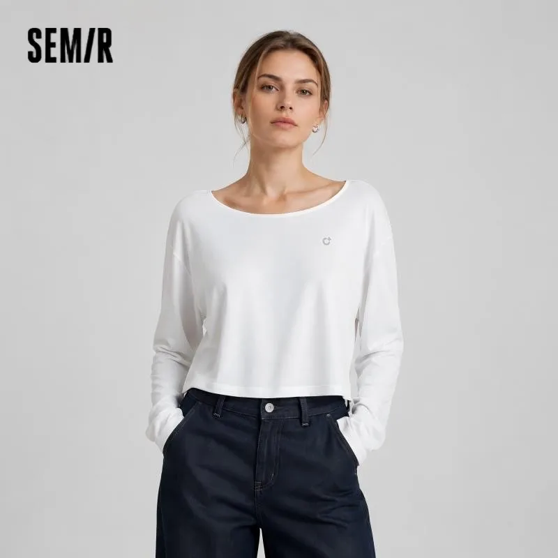 Semir Women Tshirt Moisture Wicking Quick Dry Hollow Cropped Long Sleeve Top 2026 Summer