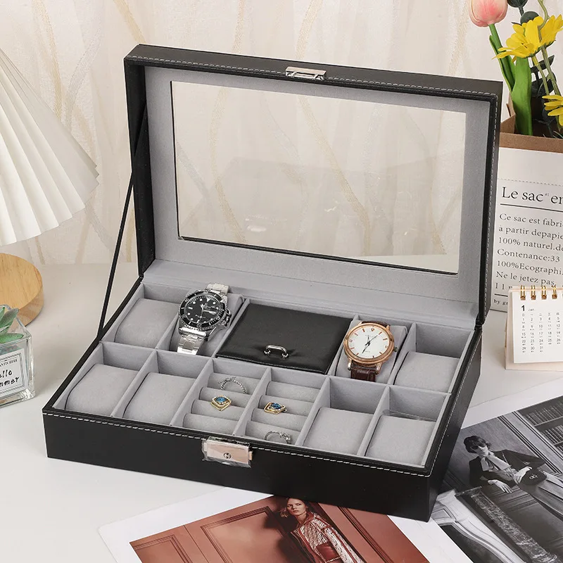 VANSIHO Multi-Style Watch And Jewelry Multi-In-One Storage Box Handcrafted Gift Watch Box With Lock Jewelry Display Box