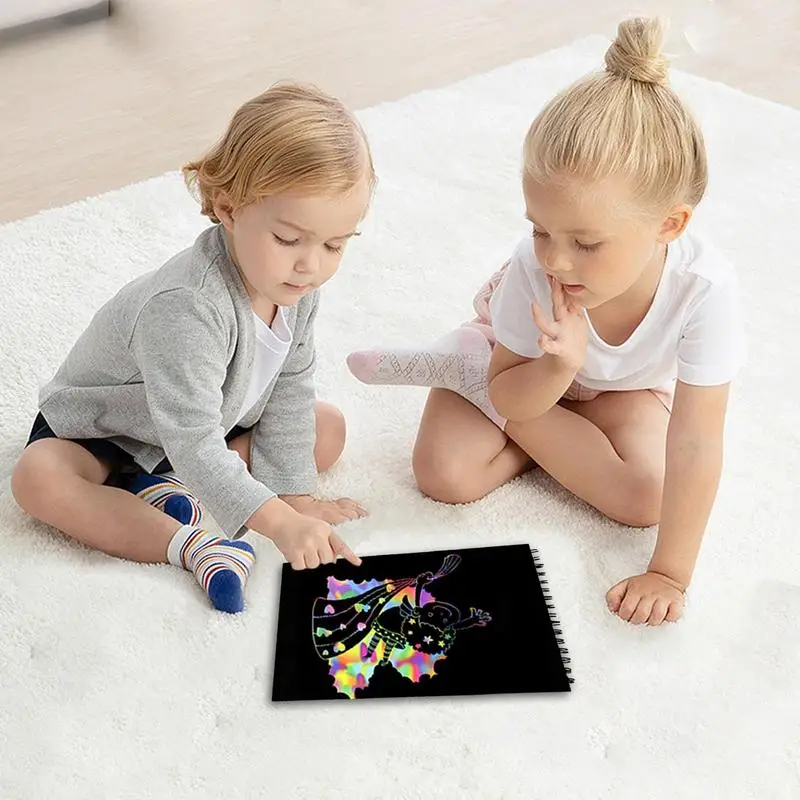 Радужная бумага для царапин, детская бумага для творчества и творчества, Набор для творчества, бумага для царапин для мальчиков и девочек, черные бумажные листы для царапин