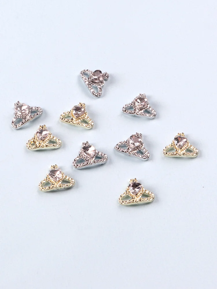 Corona de diamantes de imitación 3D para decoración de uñas, accesorios de lujo para manualidades, 10 piezas