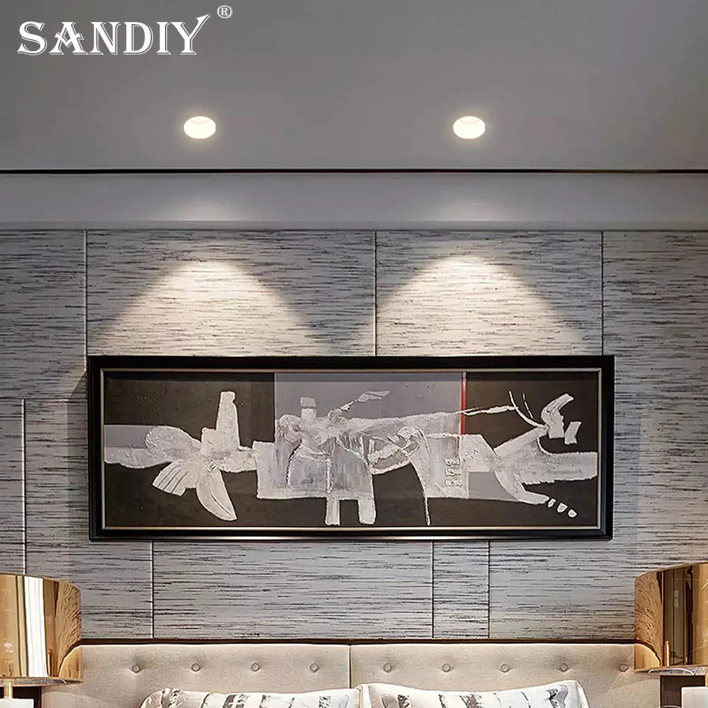 SANDIY Lampada a spot in gesso da incasso a soffitto Led Spot GU10 Faretto in gesso Downlights tondo/quadrato Costruito in lampada da soffitto per