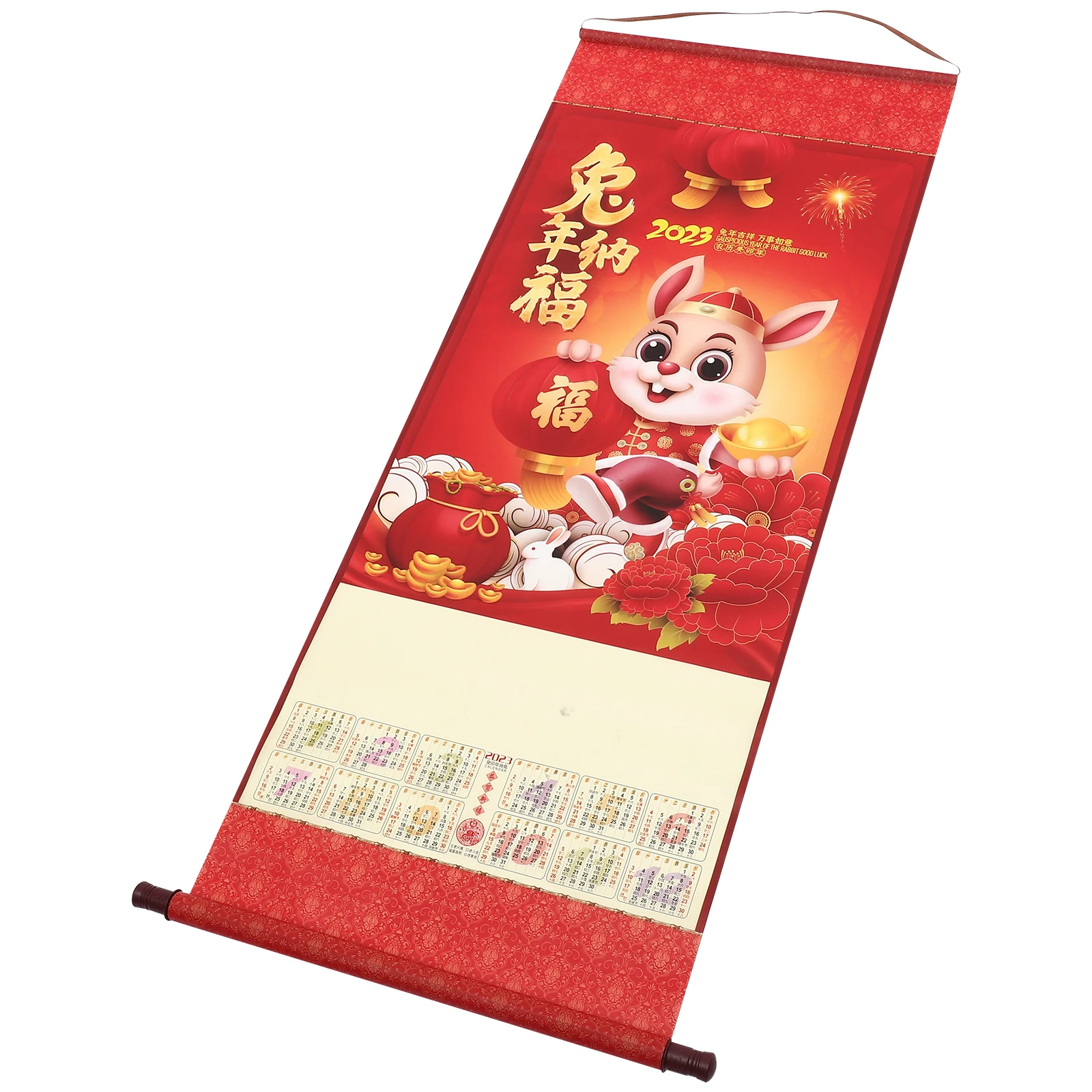 

2024 Rabbit Year Hanging Calendar Clear Printed Chinese Style Coil Binding Safe Material Practical Wall Home Office