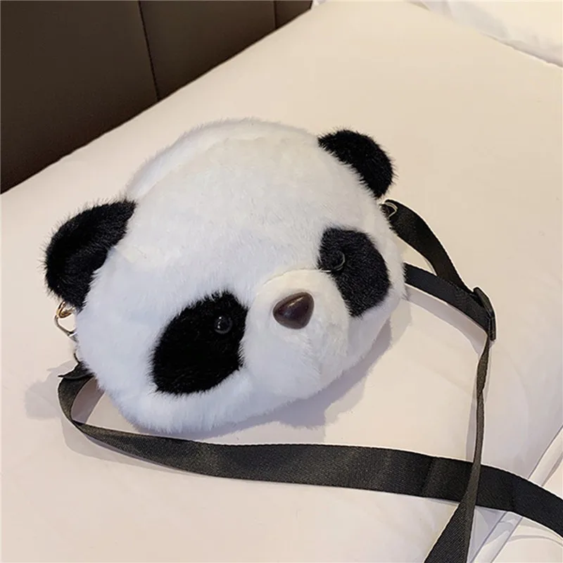 Damska torebka damska z kreskówkowym pluszowa Panda Crossbody damska zimowa ciepły, puszysty listonoszka etui na telefon komórkowy damskie torebki