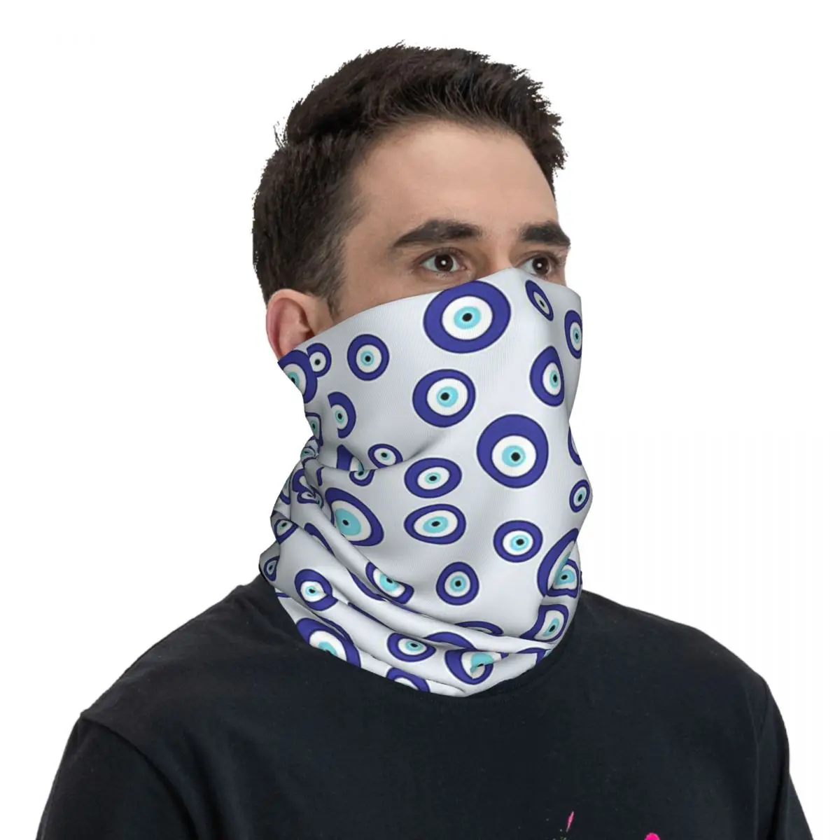 Masque imprimé Mauvais Œil Méditerranéen pour Homme et Femme, Bandana de Cou, Écharpe, Vêtements de Sauna Multifonctions, Équitation, Respirant, Adulte