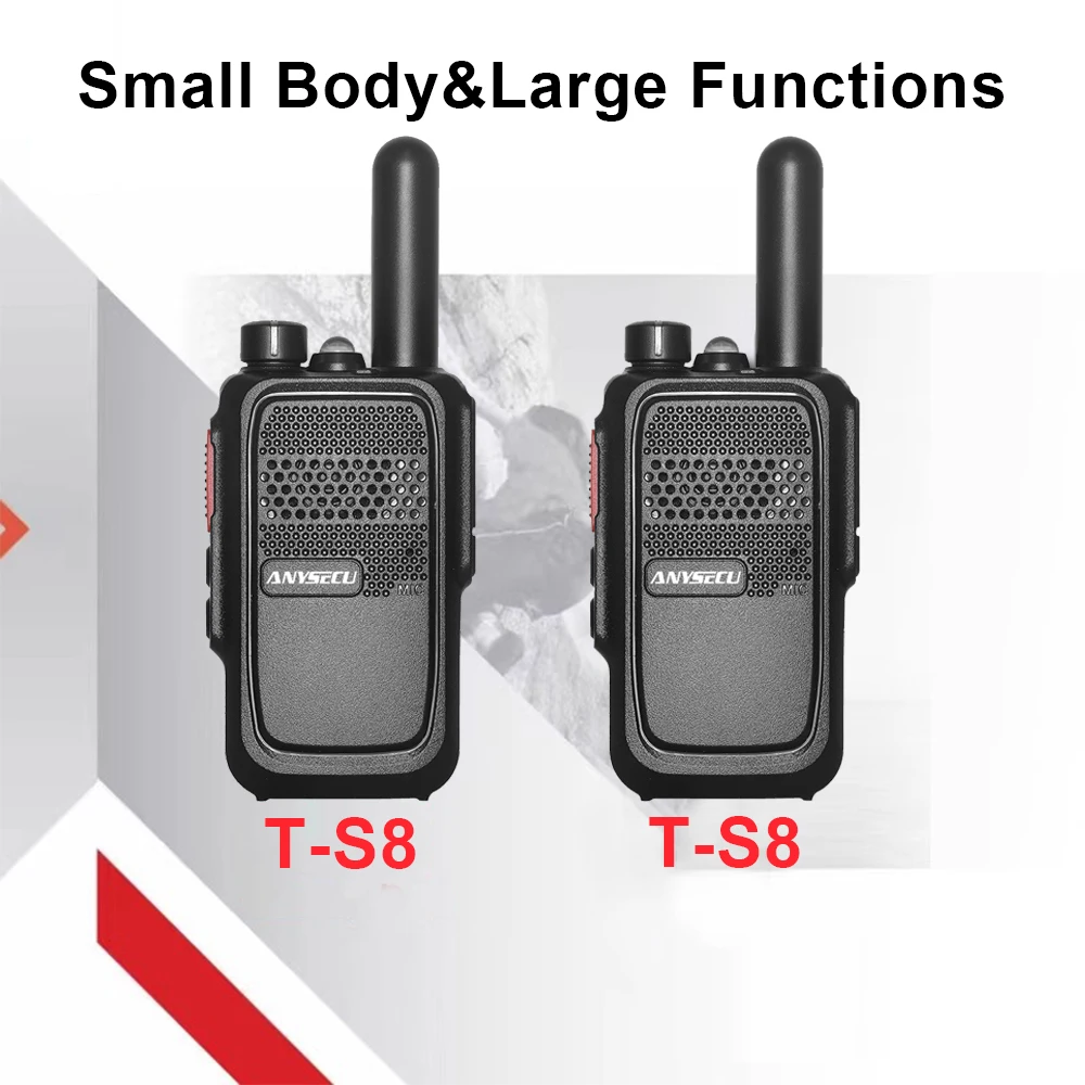 ANYSECU Radios MINI COMPACT AND T-S8 3W Walkie Talkie UHF  Support non-standard CTCSS/DCS Vibration  Portable Radio Transmitter