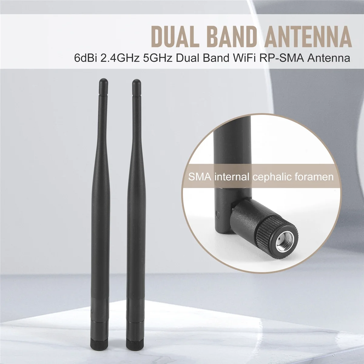 

2 x 6 дБи, 2,4 ГГц, 5 ГГц, двухдиапазонная антенна Wi-Fi RP-SMA + кабель U.fl/IPEX 2 x 35 см B20