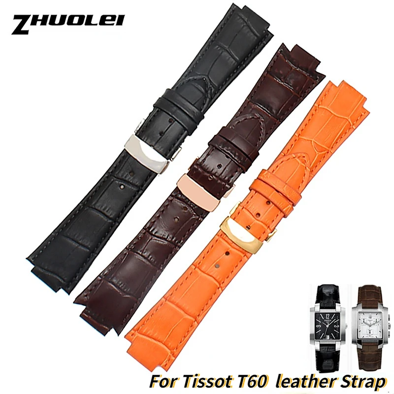 For 1853 Tissot T60 Strap L875/975K Belt men\'s Bracelet 24 x 14m wristband Mesh belt T60.1.513 crocodile grain Leather Watchband