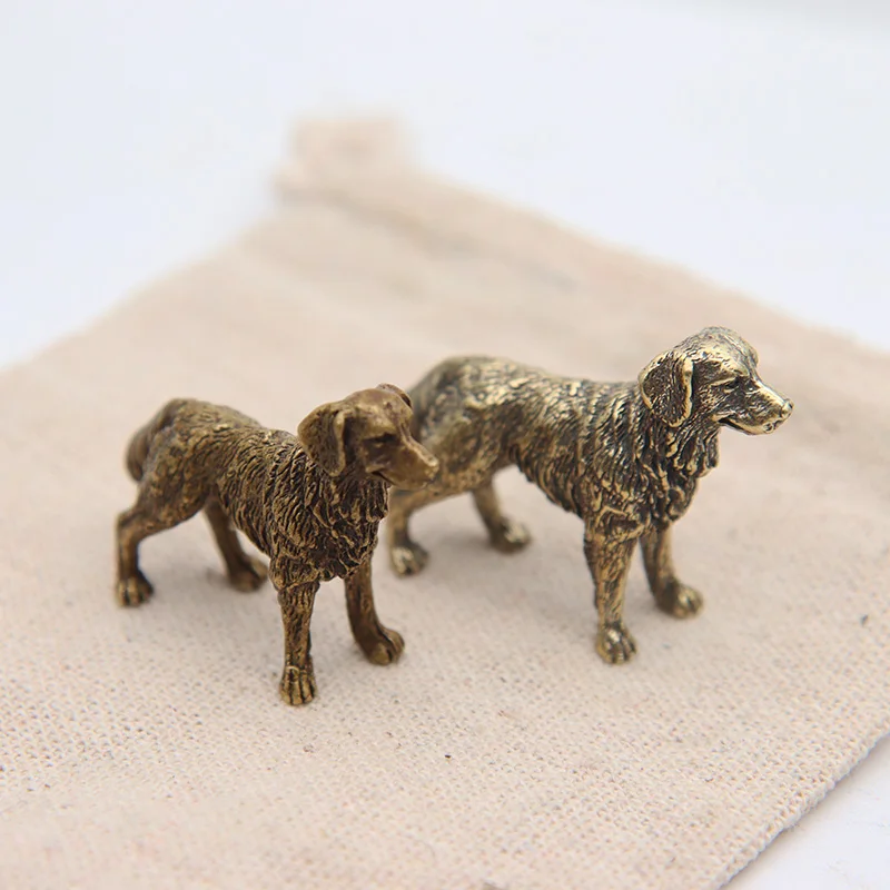 Antique Bronze Statue Lucky Dog Pure Copper Desktop Animal Ornaments Handmade Vintage Brass Hound Home Decorations Accessories