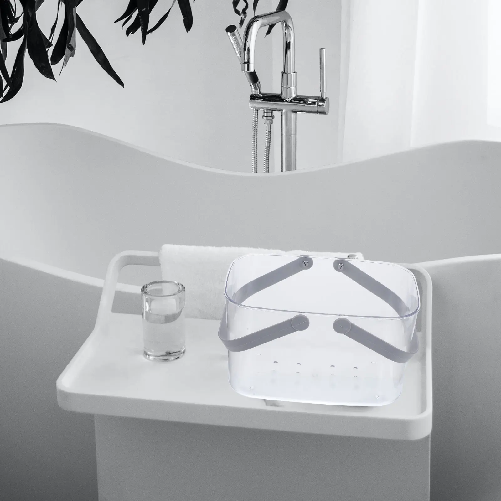 

Bathroom Storage Basket Shower Small Plastic Baskets H PP Material Transparent Color Lightweight Design Drain Holes