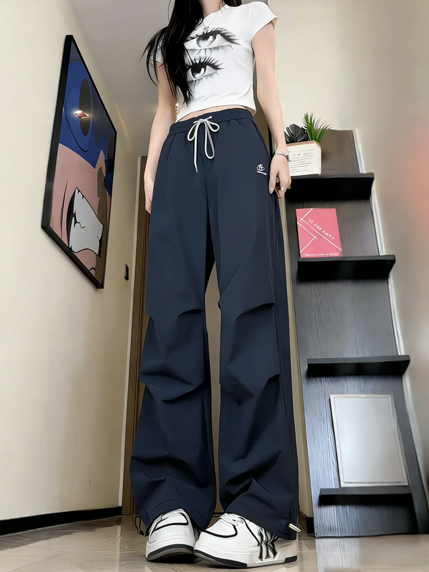 

Qui Dry Ice Silk Pants Men's Summer American Embroidery Soft ell Jaet Sun Protection Workwear Paratrooper Trousers