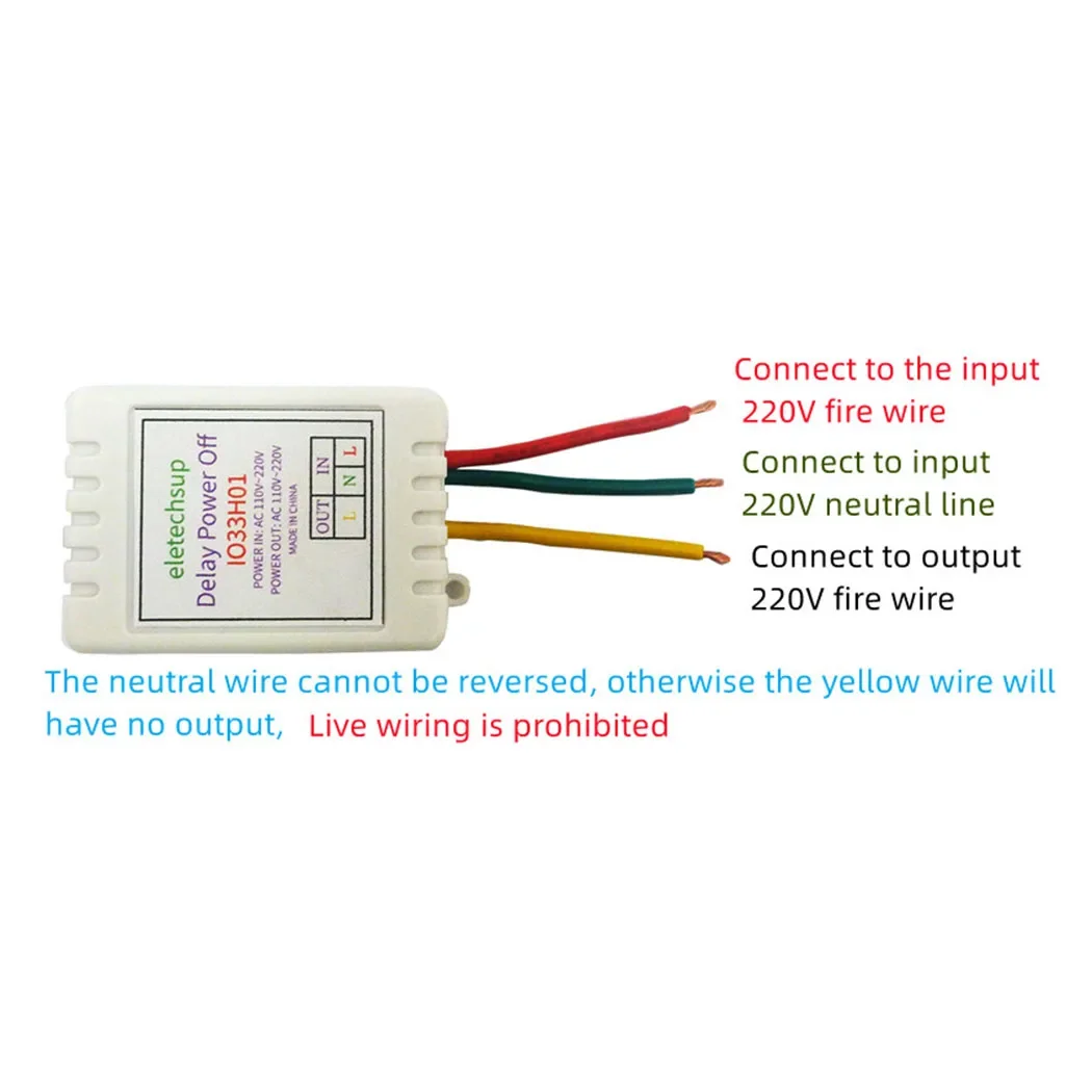 

IO33H01 AC110V 220V Power-ON Delay Relay Switch Module 7A Voltage Output Max 180Min Timer Adjustable Disconnect Delay Controller