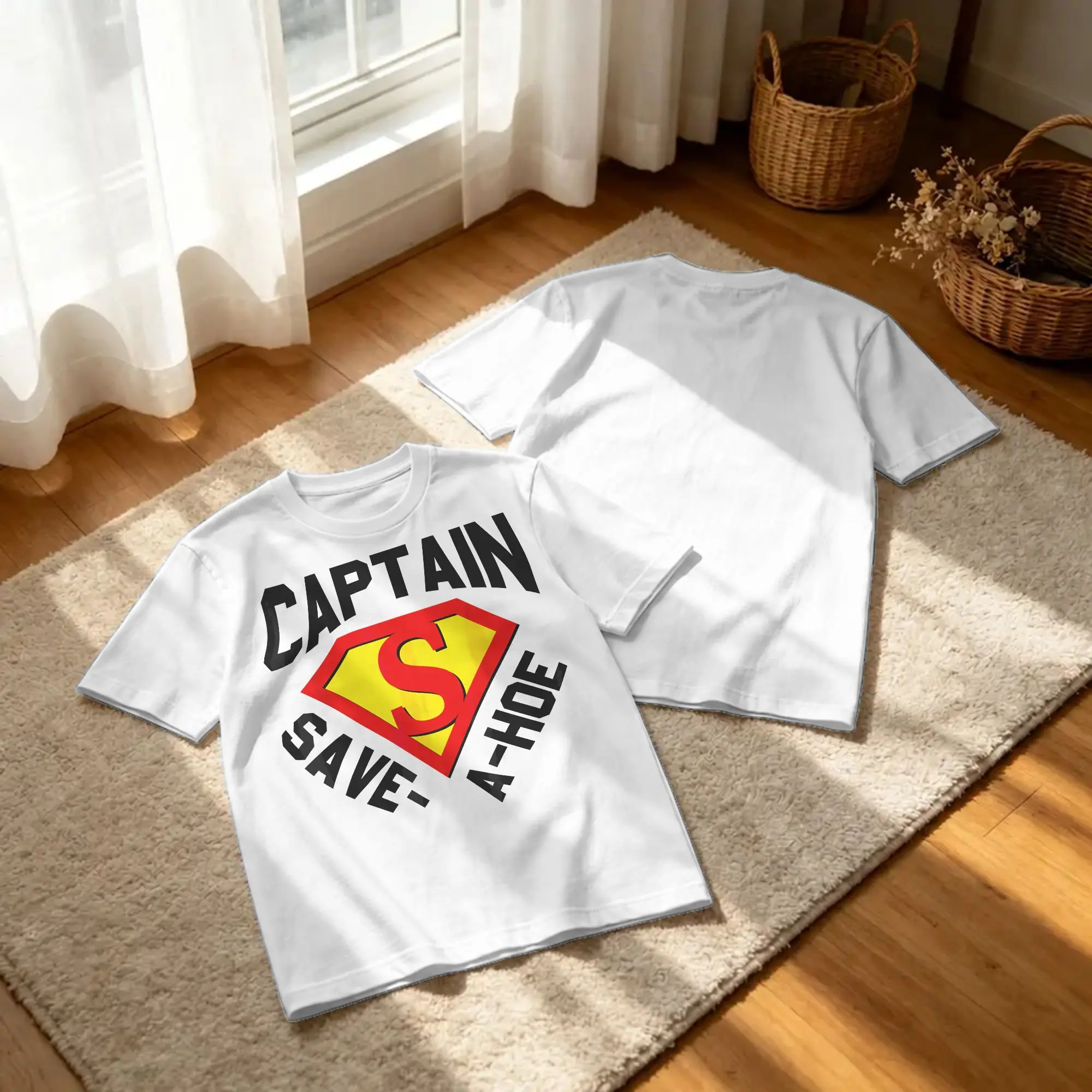 Captain Save a Hoe Meme T Shirts Funny for Boyfriend Pure Cotton Clothes Funny Short Sleeve Round Collar Tee Shirt Party T-Shirt