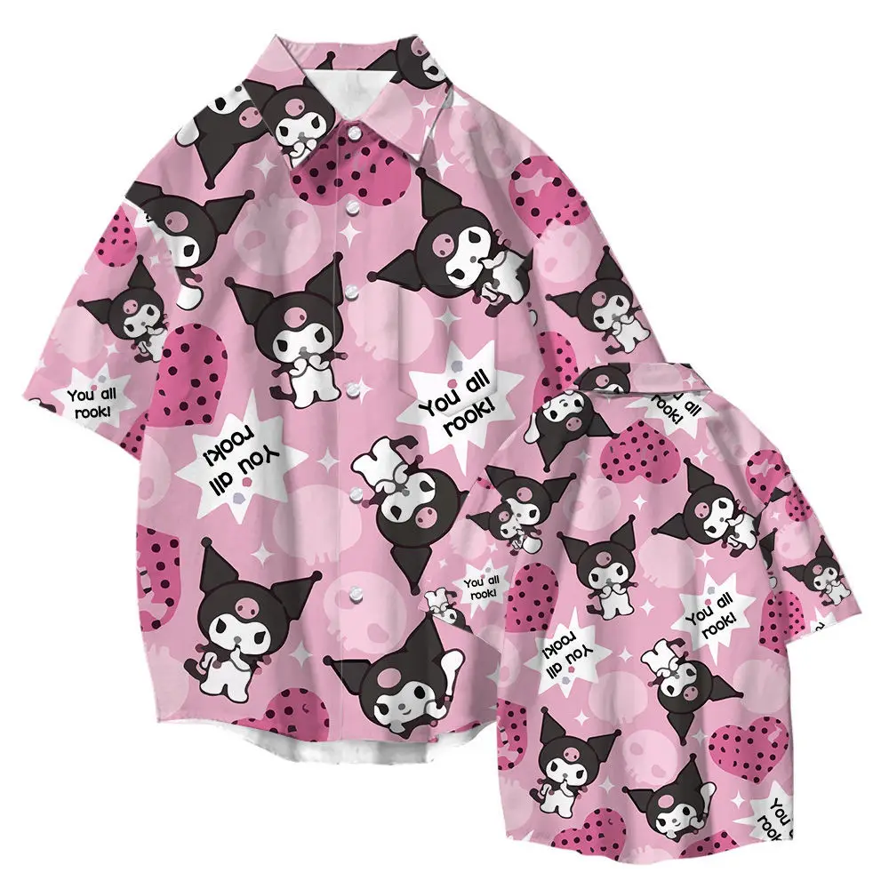 

Рубашка Kuromi мужская с мультяшным аниме Sanrio MINISO, повседневный топ в японском стиле, в стиле Instagram, на лето