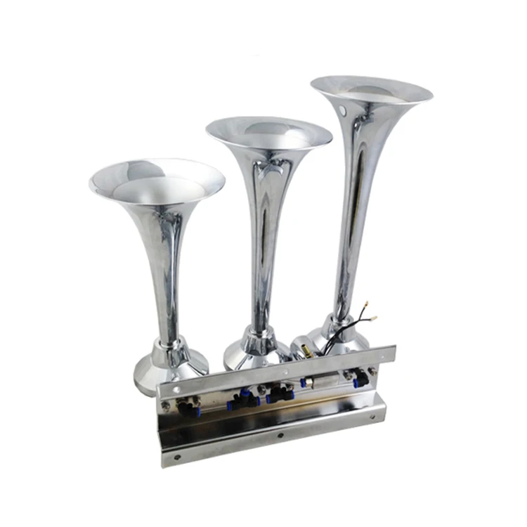 12 V/24 V Marine ทรัมเป็ตฮอร์นไฟฟ้า 3 ไฟฟ้า Zine-โลหะผสมที่มีประสิทธิภาพเรือสามท่อ Horn Air Horn Triple