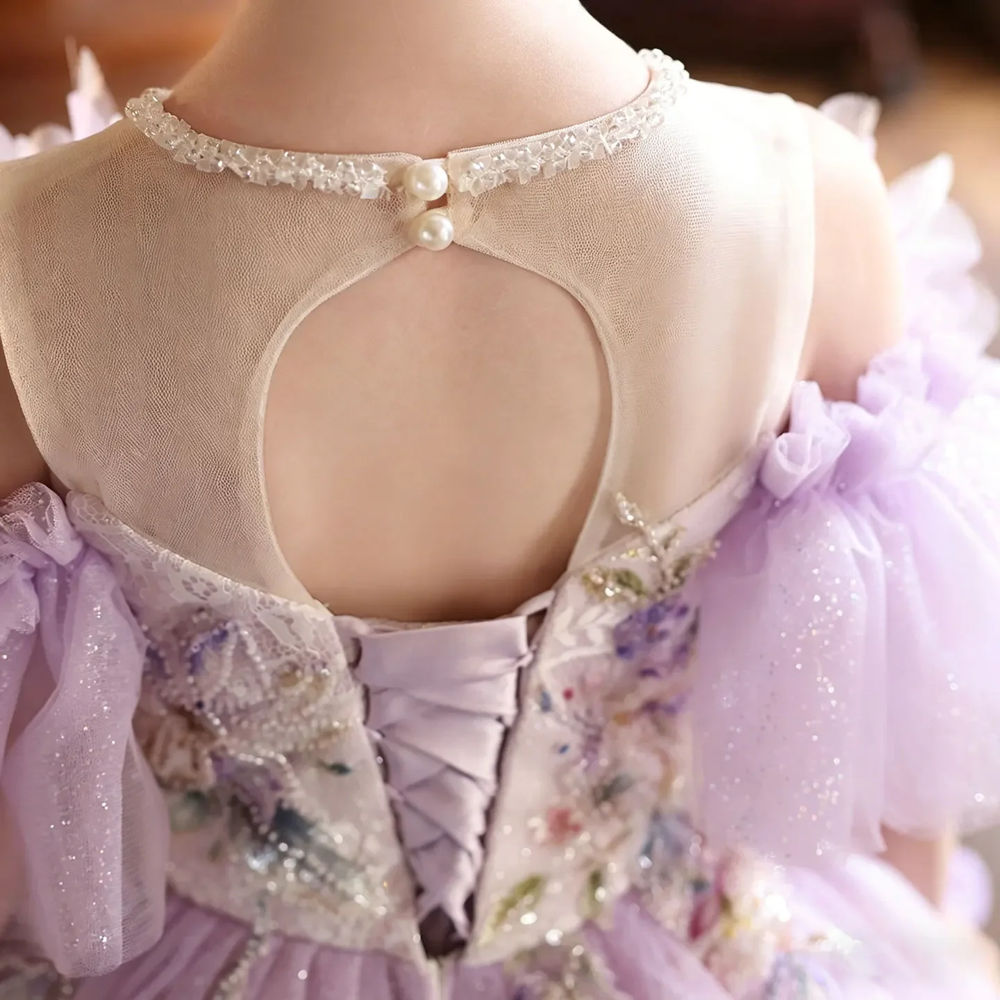 Custom JDY High End Heavy 3D Floral Sequin Tulle Flower Girl Dress For Wedding Birthday Party Pageant Runway Formal Gown فساتين