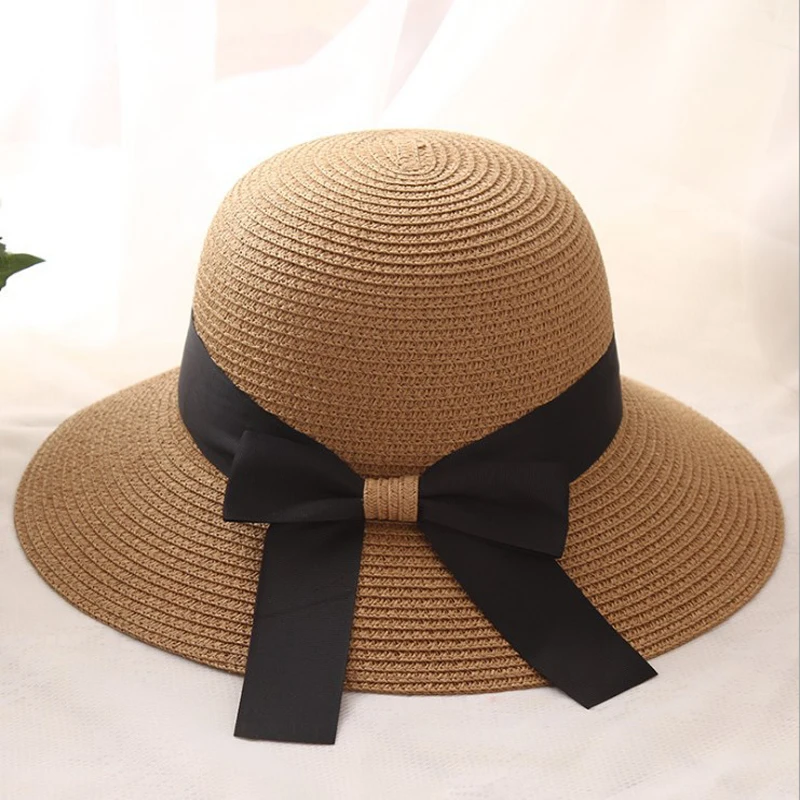 Bucket hat Panama Fashion Straw Hat Women\'s Summer Hats  Shade Sun Protection Outdoor Beach Vacation Hat Beach cap