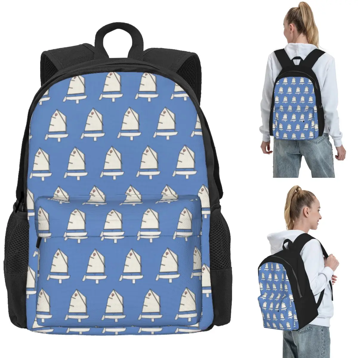 

Optimist Sailboat Backpack Daypack Large Capacity Boys Girls BookBag School Bag Shoulder Bags for Men Women