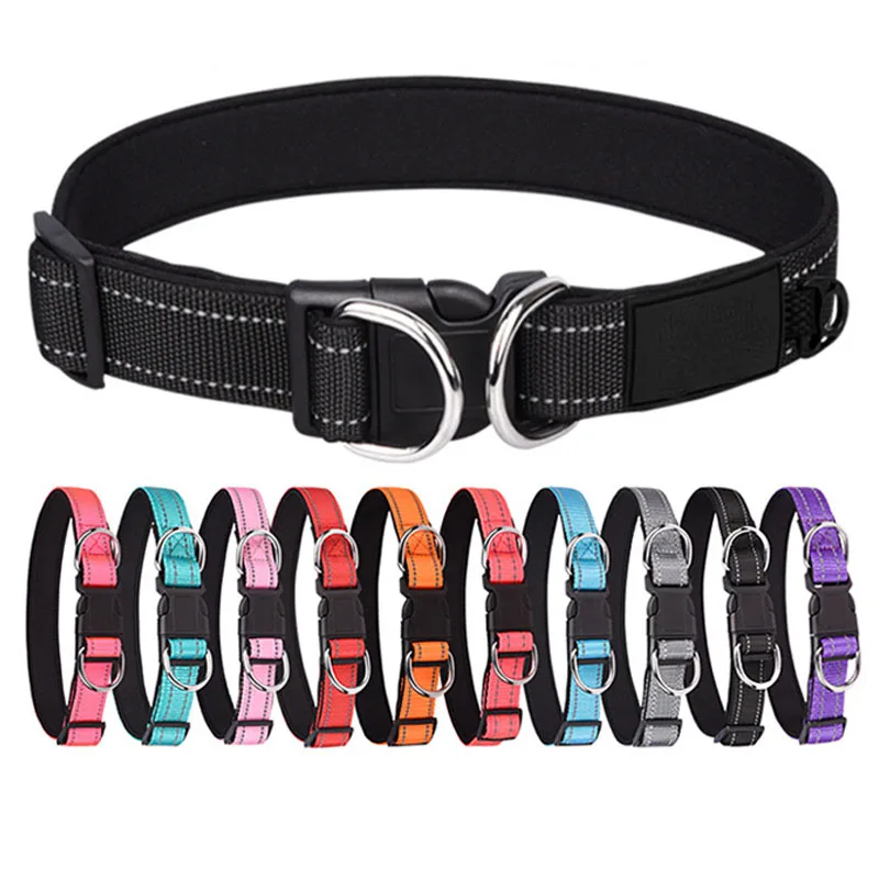 Reflective Double D Ring Pet Collar, Nylon Adjustable Dog Collar, Prevent Bursts, Suitable for Medium and Large Dogs Accessories