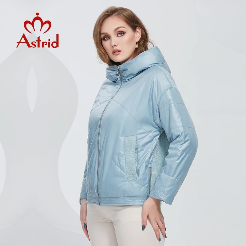 

Astrid 2022 Spring Women's Jacket Warm Padded Coats Mink Fleece Fur Stitching Short Thin Parkas Zipper Hooded Outerwear AM-9781