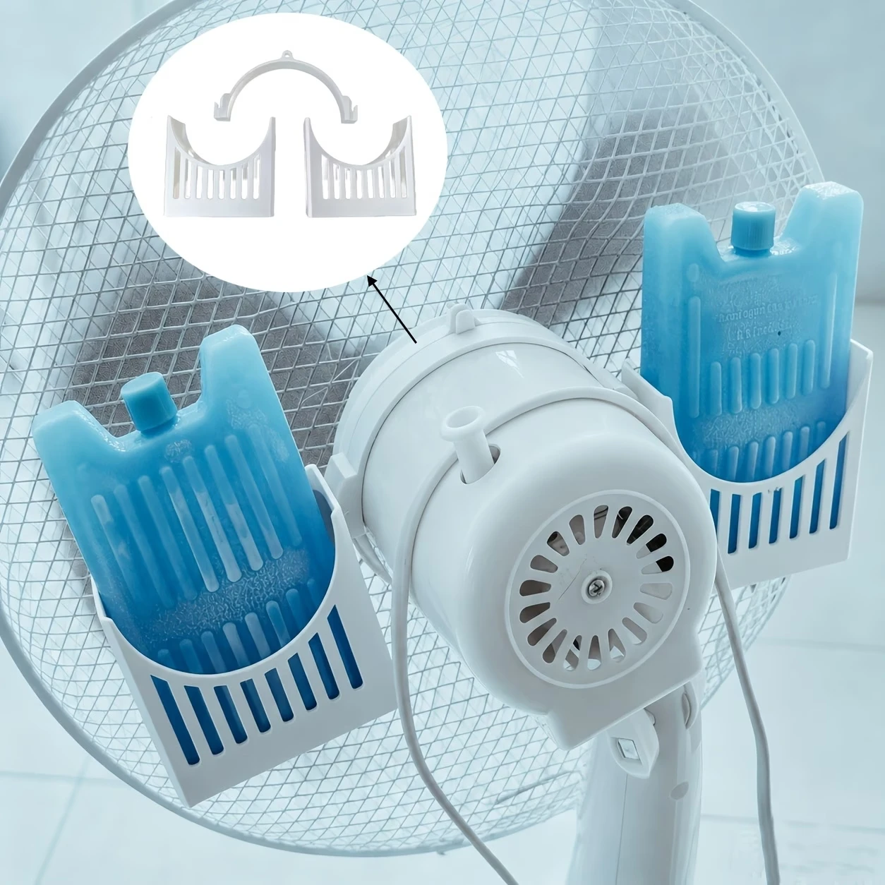 Electric Fan Ice Pack Holder, Floor Fan Ice Box Holder, Fan Ice Box Cooling Accessory, Simple Cooling Fan Ice Bottle Bracket