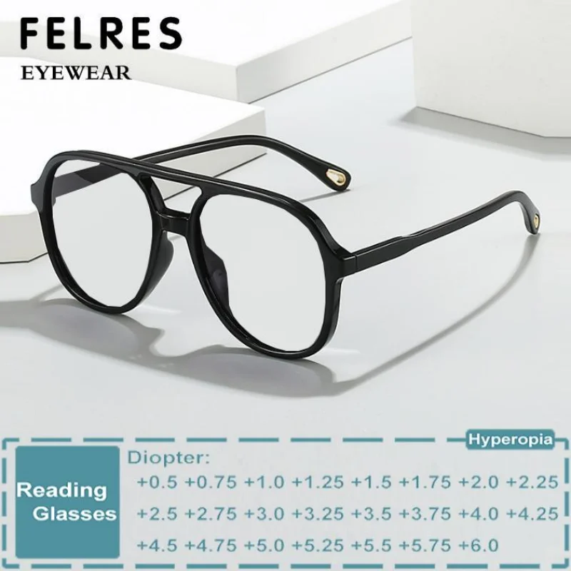 

Classic Pilot Large Frame Anti Blue Light Reading Glasses Women Men Finished Prescription Glasses Brand Design Glasses Frames