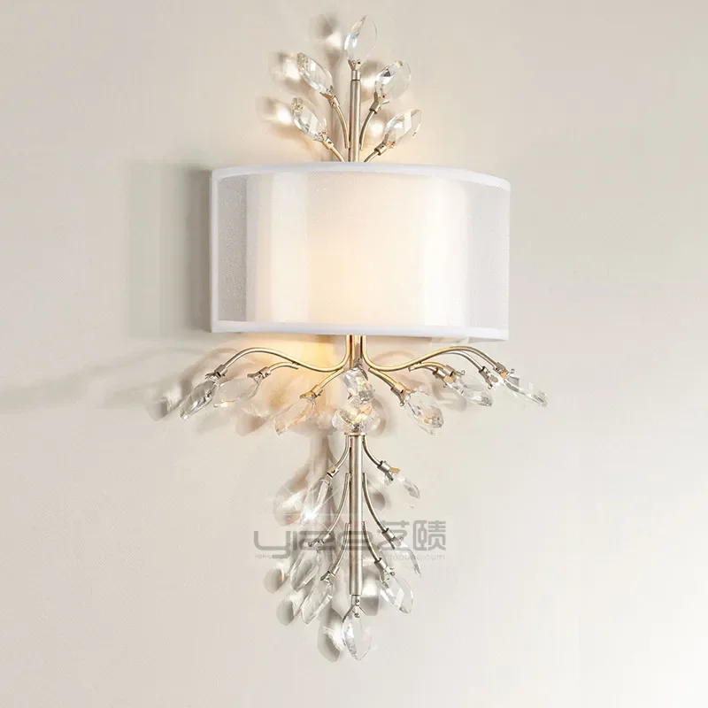 American neoclassical crystal wall lamp French light luxury creative bedroom bedside lamp living room villa wall lamp