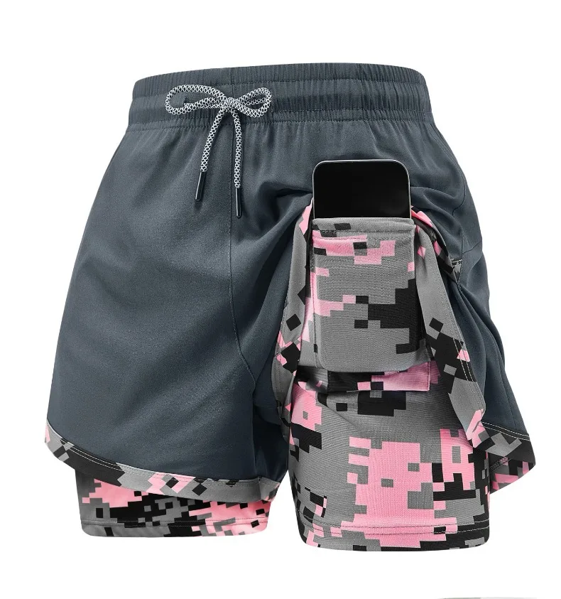 Women's 2-in-1 Gym Shorts with Pockets High Waist Quick Dry Breathable Lightweight Workout Running Swim Beach Casual Outdoor