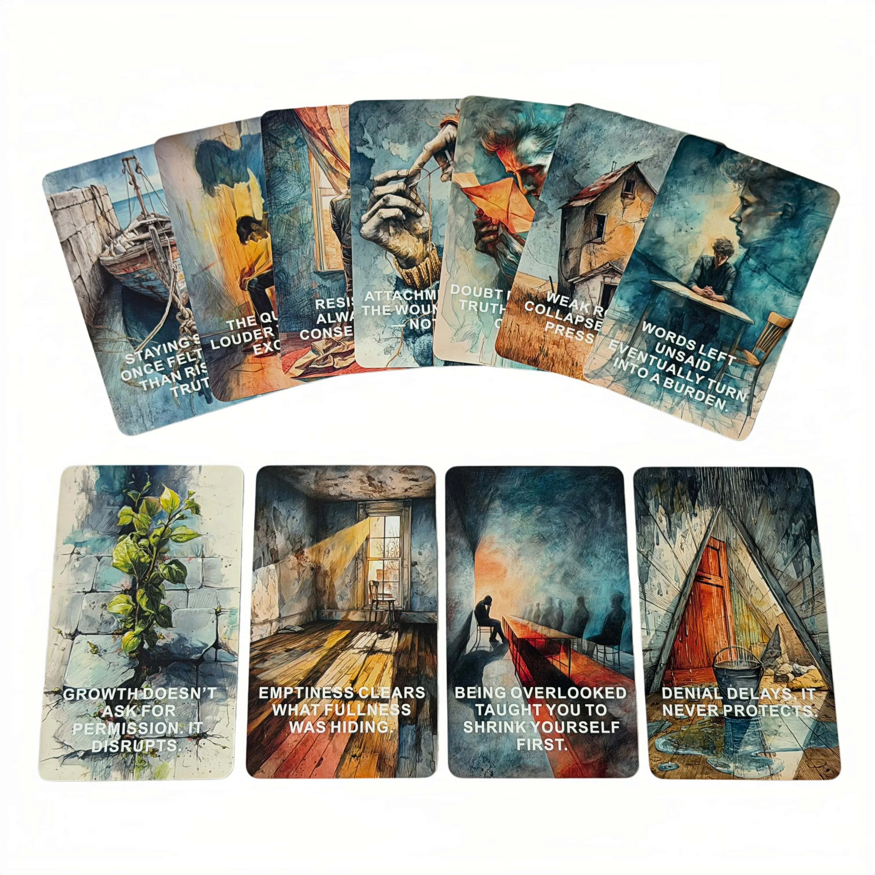 English Transformation Oracle Cards, 56 Tarot Cards, Self-Improvement Healing Deck, Mental Guidance, Gift for Personal Growth
