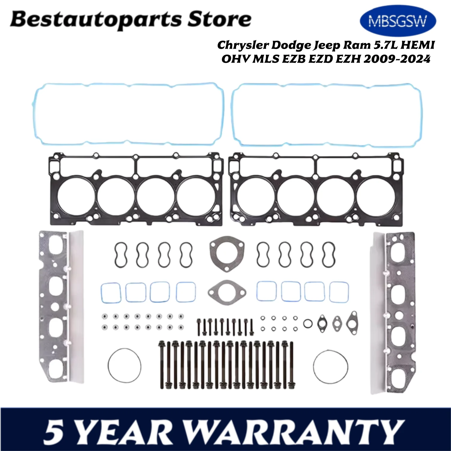 

Автоматические детали двигателя, комплект прокладок головки блока цилиндров, комплект болтов для Chrysler Dodge Jeep Ram 5.7L HEMI OHV MLS EZB EZD EZH 2009-2024