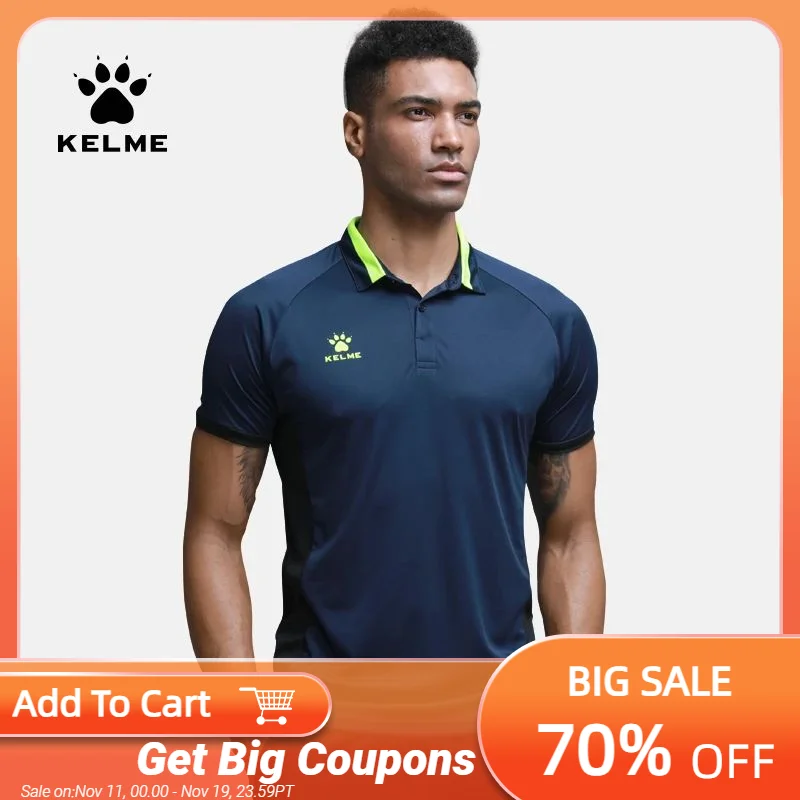 

Мужская футболка-поло KELME, из дышащего хлопка, с коротким рукавом Футболка мужская