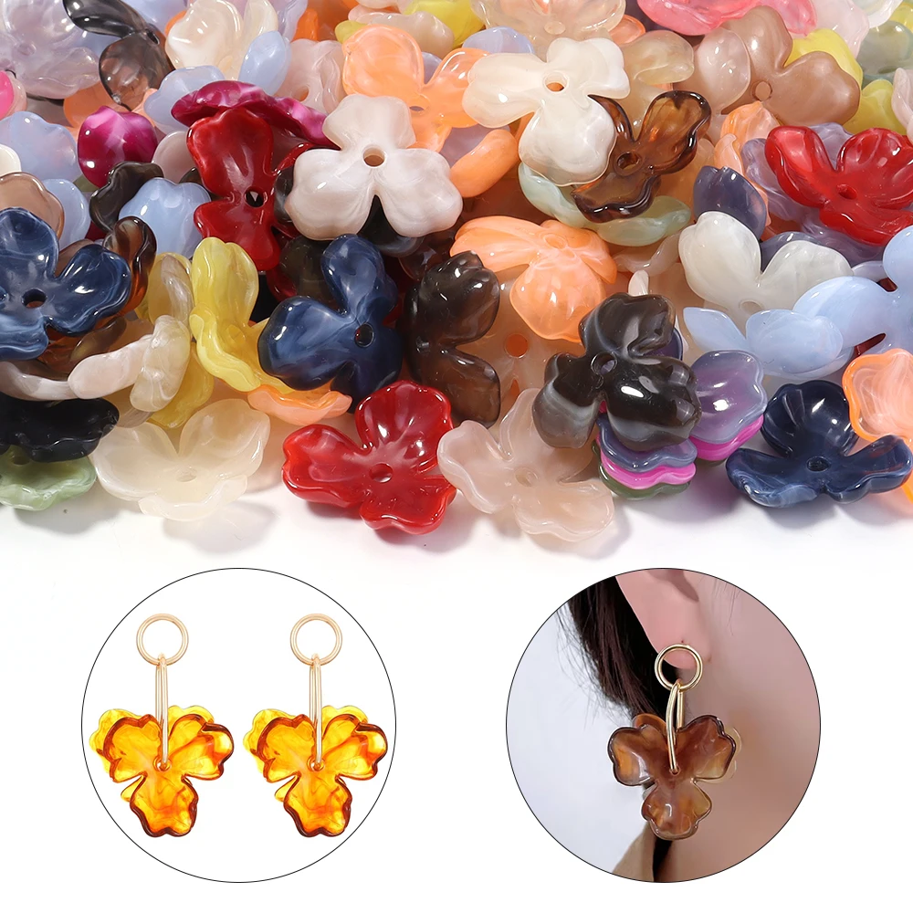 10 Stück Acryl-Blütenblattperlen, Kirschblüten-Blütenblätter, lose Spacer-Perlen für DIY-Ohrringe, Halsketten, Schmuckherstellungskomponenten