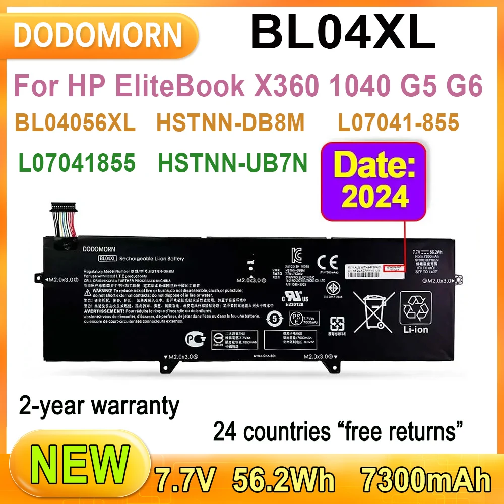 

Новый аккумулятор BL04XL для ноутбука HP EliteBook X360 1040 G5 G6 Series Notebook BL04056XL HSTNN-DB8M HSTNNUB7N L07041-855
