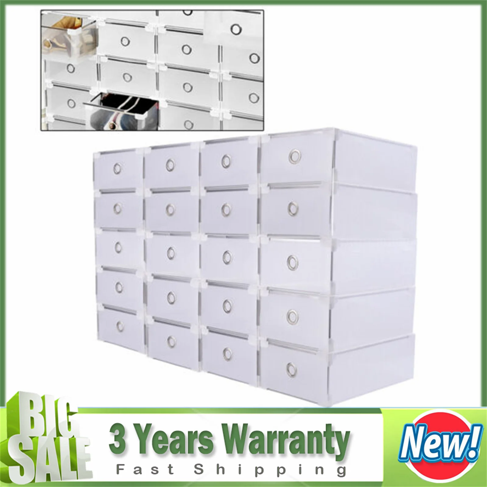 20 PCS Foldable Drawer Type Shoe Box Thickened White Shoe Storage Case Box for Home Shoe Boxes Tools Storage Box