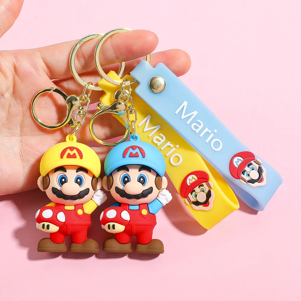 New Super Marios Anime Keychain Mario Bros Luigi Toad Bowser Action Figure Model PVC Cartoon Bag Doll Pendant Toys Gift
