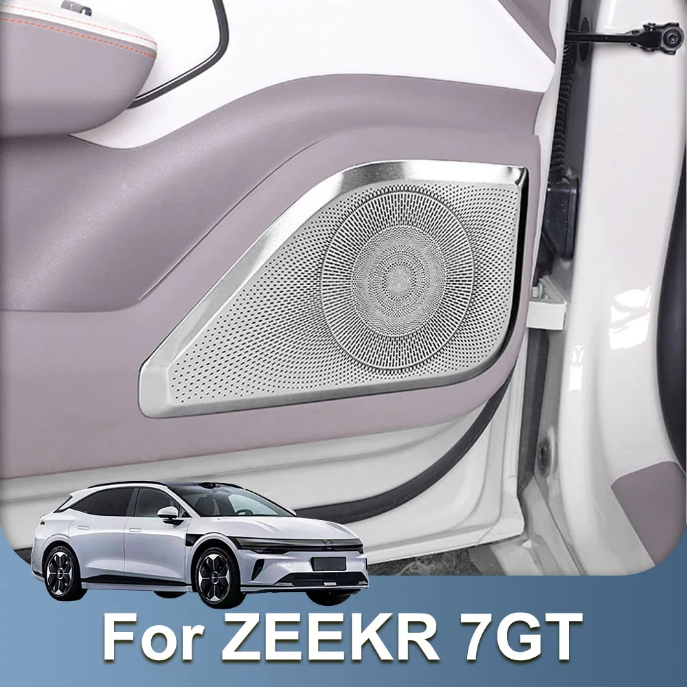 4 Pcs Car Door Subwoofer Cover Fit For ZEEKR 7GT 2026 2027 Stainless Steel Decorative Cover Automotive Modification Supplies
