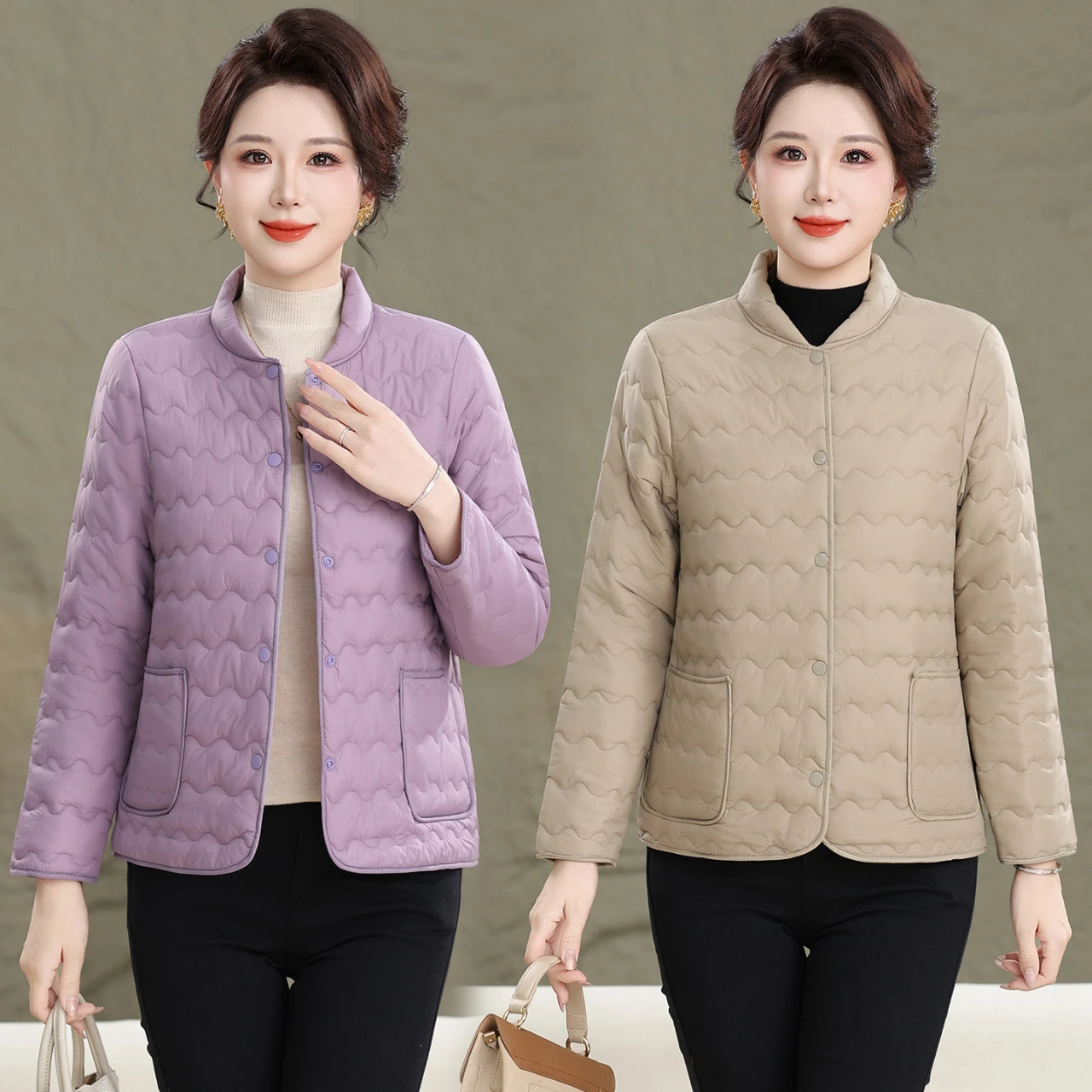 

Winter Cotton Jacket Women's Casual Lightweight Coat Warmth Comfortable Mom Clothes Middle-Aged And Elderly Fashion