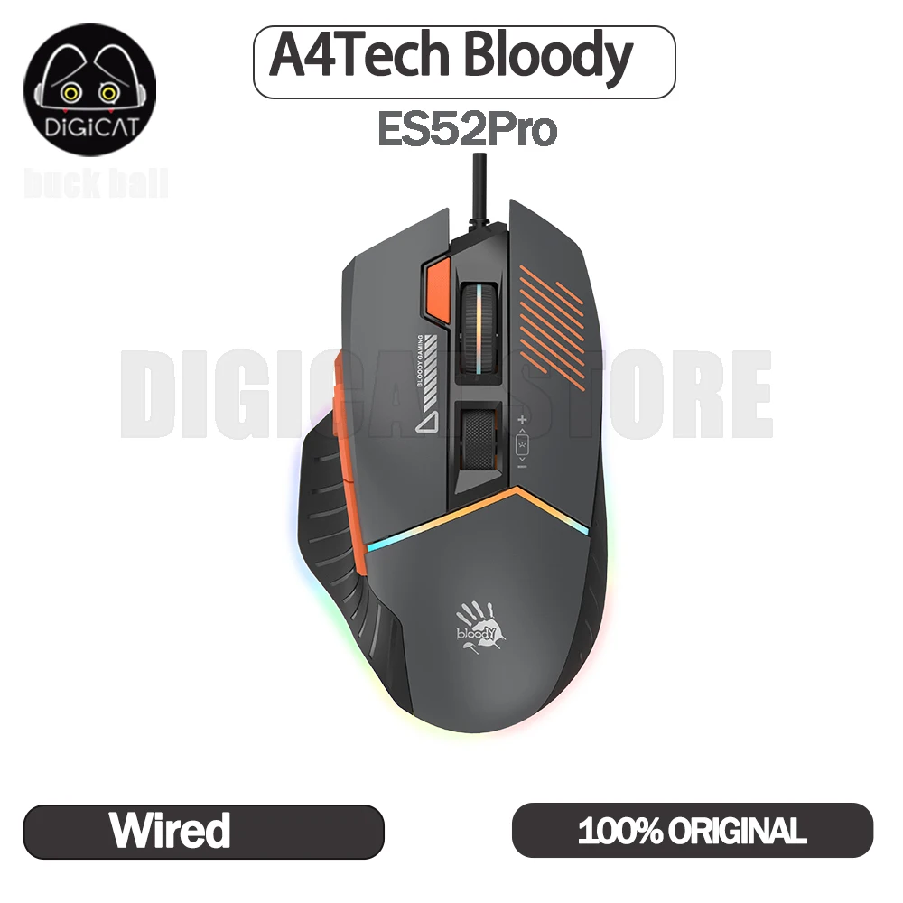 

A4Tech Blood ES52Pro Gamer Mouse Wired Esports Gaming Mouse Lightweight Portable Mouse PMW3389 RGB Backlit 8 Buttons Mouse Gifts