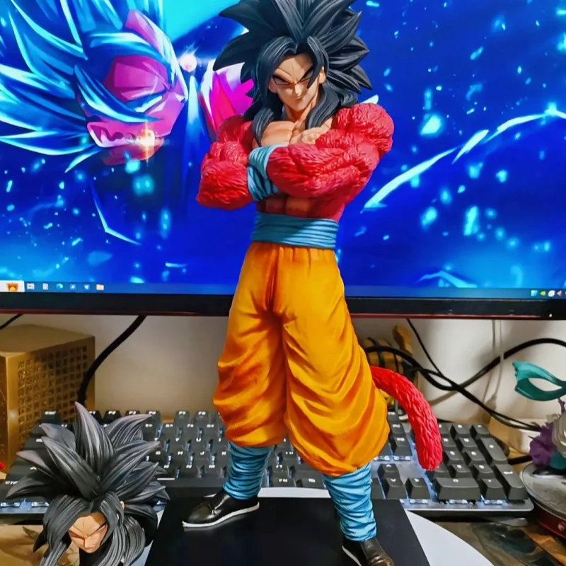 Hot Dragon Ball Anime Figure Son Goku Action Figure Model Toy 2 Heads Statue Ss4 Super Saiyan Goku Doll Collection Dbz Xmas Gift