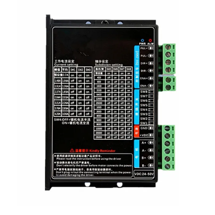 

Цифровой шаговый драйвер CY556 NEMA23 NEMA34 2-фазный 5,6 А для 57 86 Контроллер шагового двигателя Драйвер двигателя