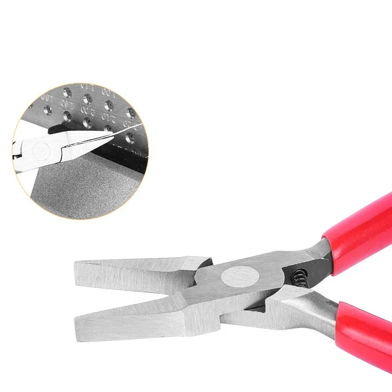 

Repair Accessories Diy Tool Gold Shaping Wire Drawing Plier With Red Handle For Jewelry Making Flat Nose Plier With Spring Cover