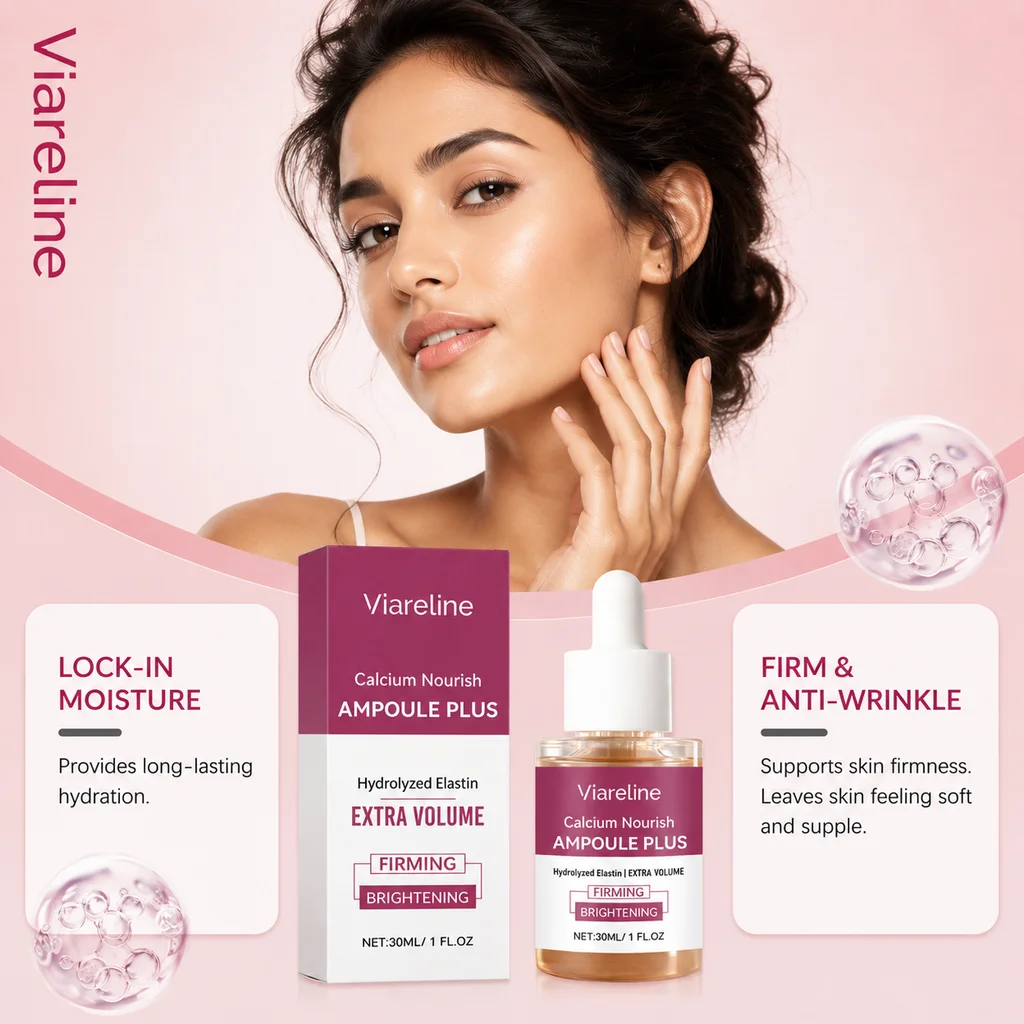 Viareline Skin Ampoule Essence Calcium Collagen Moisturizing Shrinking Pore Firming Essence Deep Hydration Tighten Slack Skin