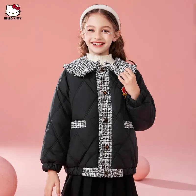

Sanrio Hello Kitty Girl Coat Winter Cotton-Padded Clothes Keep Warm Tops Kawaii Leisure Fashion New Style Children Clothing Hot