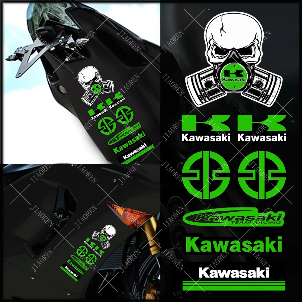 

Оригинальная наклейка Kawasaki, водостойкая наклейка на крыло, шейная пластина, логотип танка, белый Z900 Z1000, комплект гоночной команды Ninjia