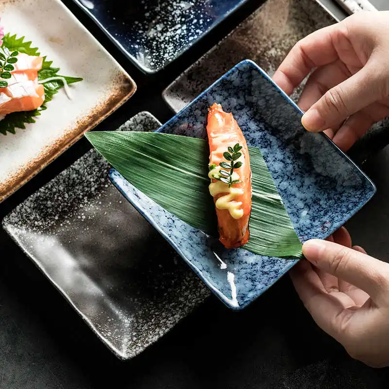 Japanese Creative Square Seasoning Dish Restaurant Sushi Snack Dish Household Underglaze Dipping Dish