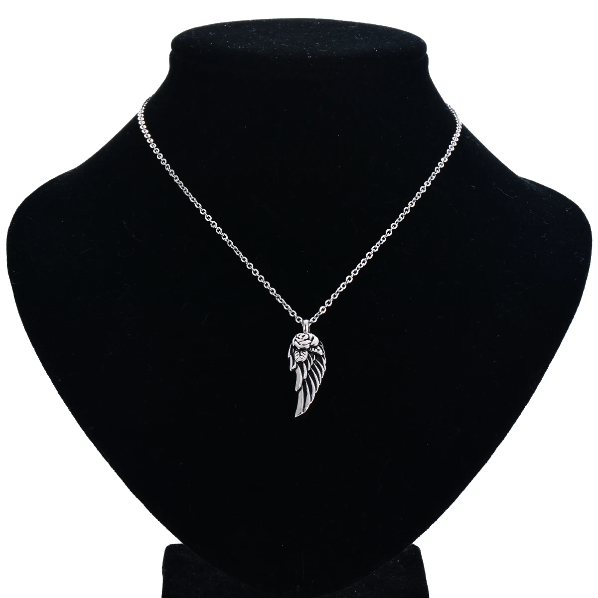 Rose Angel Wings Cremation Urn Necklace for Ashes Keepsake Urn Holder Memorial Stainless Steel Pendant for Men Women