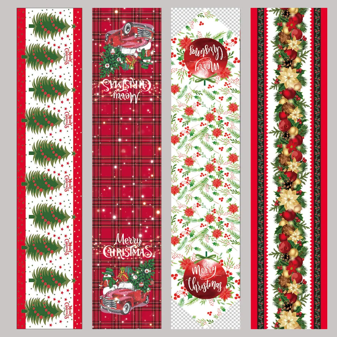 Christmas Table Runner Decoration, Imitation Linen Christmas Table Flag for Home Kitchen Holiday Decor